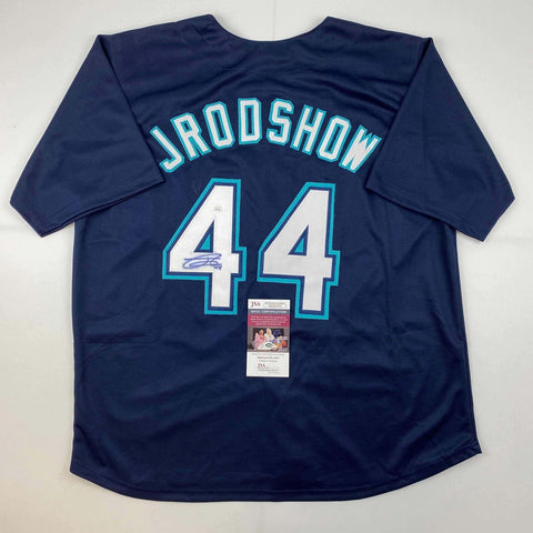 Autographed/Signed Julio Rodriguez JRodShow Seattle Blue Baseball Jersey JSA COA