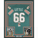 FRAMED Autographed/Signed LARRY LITTLE HOF 93 33x42 Miami Teal Jersey JSA COA