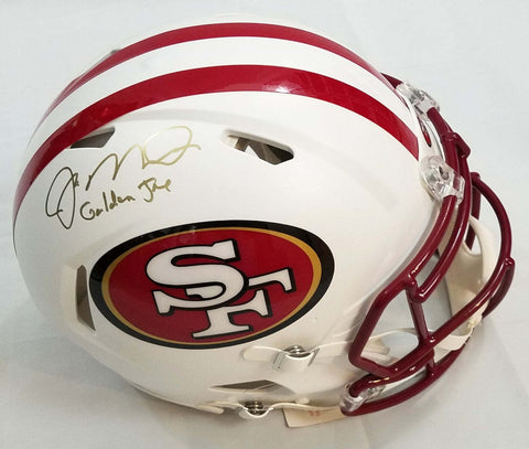 Joe Montana Signed 49ers Flat White Speed Authentic Helmet W/Golden Joe Beckett