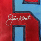 Framed Autographed/Signed Jim Kaat 33x42 Minnesota Light Blue Jersey BAS COA