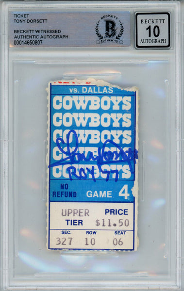 Tony Dorsett Autographed 11/6/1977 vs Giants Ticket Stub Beckett 10 Sl –  Super Sports Center