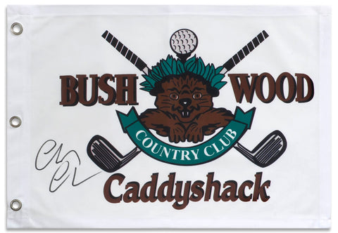 Chevy Chase Signed Caddyshack Bushwood 18x13 Golf Pin Flag - (SCHWARTZ COA)