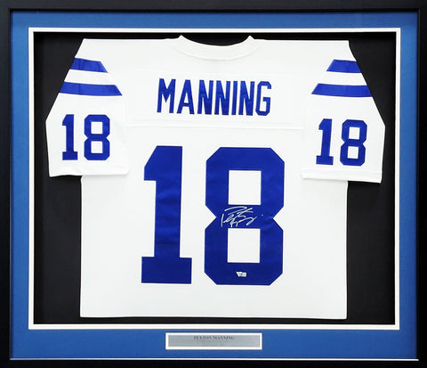 COLTS PEYTON MANNING AUTO FRAMED MITCHELL & NESS JERSEY FANATICS HOLO 203488