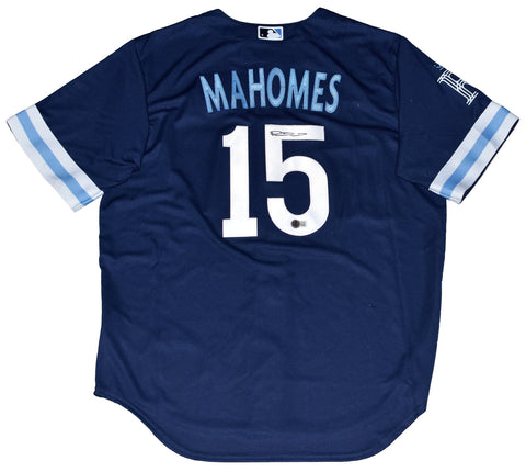 PATRICK MAHOMES AUTOGRAPHED KANSAS CITY ROYALS #15 NAVY NIKE JERSEY BECKETT