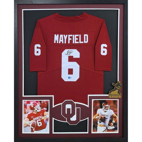 Baker Mayfield Autographed Signed Framed Oklahoma OU Heisman Jersey BECKETT