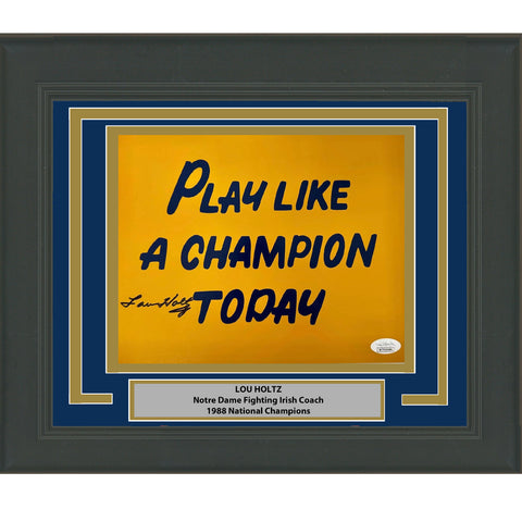 Framed Autographed/Signed Lou Holtz Play Like A Champion 8x10 Photo JSA COA