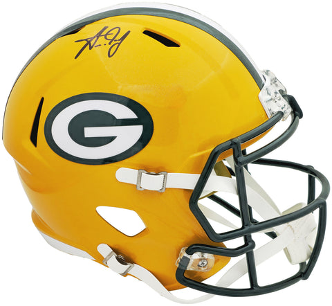 AARON JONES AUTOGRAPHED PACKERS YELLOW FULL SIZE HELMET BECKETT WITNESS 224718