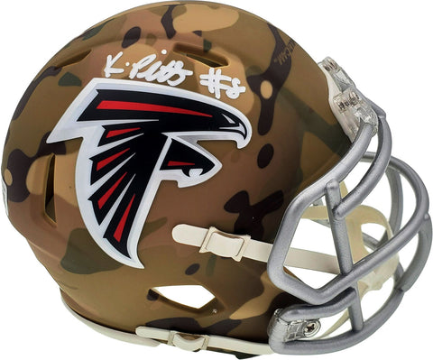 KYLE PITTS AUTOGRAPHED ATLANTA FALCONS CAMO SPEED MINI HELMET BECKETT QR 194401