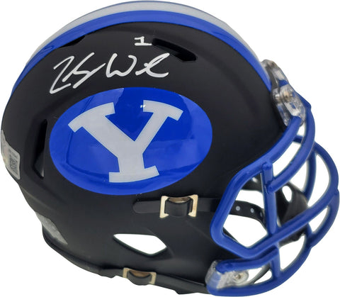 ZACH WILSON AUTOGRAPHED BYU COUGARS BLACK SPEED MINI HELMET BECKETT BAS 191115