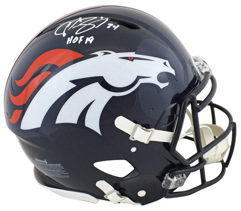 Broncos Champ Bailey "HOF 19" Signed Full Size Speed Proline Helmet BAS Witness