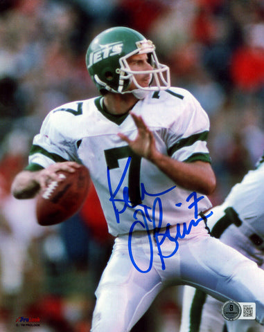 Ken O'Brien Autographed/Signed New York Jets 8x10 Photo Beckett 47774