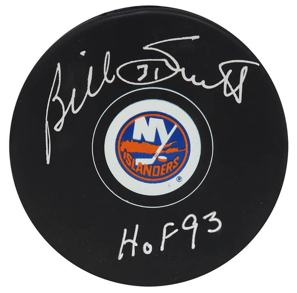 Billy Smith Signed NY Islanders Logo Hockey Puck w/HOF'93 - (SCHWARTZ COA)