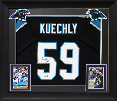 Luke Kuechly Authentic Signed Black Pro Style Framed Jersey BAS Witnessed