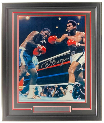 Joe Frazier Signed Framed 16x20 Photo vs. Muhammad Ali PSA Hologram