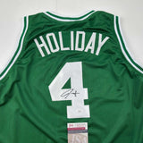 Autographed/Signed Jrue Holiday Boston Green Basketball Jersey JSA COA