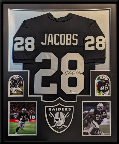 FRAMED LAS VEGAS RAIDERS JOSH JACOBS AUTOGRAPHED SIGNED JERSEY JSA BECKETT