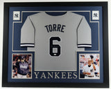 Joe Torre Signed New York Yankees 35x43 Framed Jersey Display (JSA Hologram)