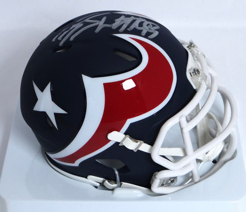 JJ Watt Autographed Houston Texans Amp Speed Mini Helmet- Beckett W Holo *Silver