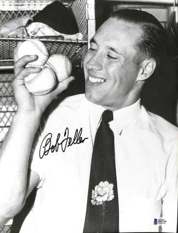 Indians Bob Feller Authentic Signed 11x14 Photo Autographed BAS #H92719