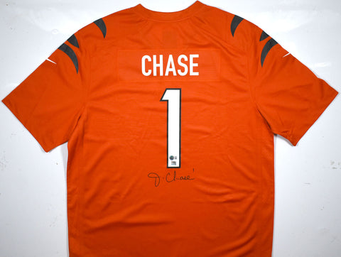 Ja'Marr Chase Autographed Orange Nike Game Jersey - Beckett W Hologram *Black