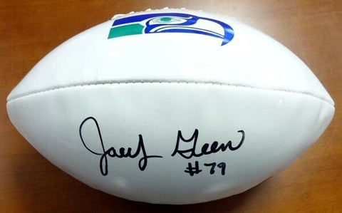 JACOB GREEN AUTOGRAPHED WHITE LOGO FOOTBALL SEATTLE SEAHAWKS MCS HOLO 82241