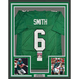 Framed Autographed/Signed Devonta Smith 35x39 Philadelphia Kelly Jersey JSA COA