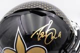 Drew Brees Autographed Alternate Black Full Size Helmet Saints Beckett W717761