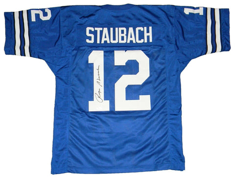 ROGER STAUBACH SIGNED AUTOGRAPHED DALLAS COWBOYS #12 BLUE JERSEY JSA