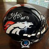 BRIAN DAWKINS AUTOGRAPHED SIGNED DENVER BRONCOS FS REPLICA HELMET W/ HOF 18 BAS