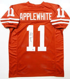 Major Applewhite Autographed Orange College Style Jersey w/ Hook Em- JSA W Auth