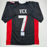 Autographed/Signed Michael Mike Vick Atlanta Black Football Jersey JSA COA