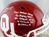 Kyler Murray Signed Oklahoma F/S Speed Authentic Helmet w/ 5 Stats- Beckett Auth