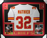 TYRANN MATHIEU (Chiefs white SKYLINE) Signed Autographed Framed Jersey JSA