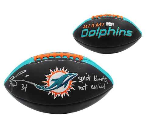 Ricky Williams Signed Dolphins Embroidered Black NFL Football - "Split/Carries"