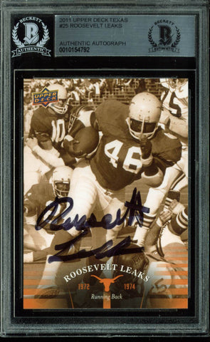 Texas Roosevelt Leaks Authentic Signed Card 2011 Upper Deck Texas #25 BAS Slab