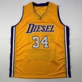 Autographed/Signed Shaquille Shaq O'Neal LA Yellow Stat Jersey Beckett BAS COA