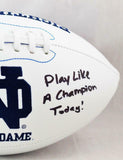 Cole Kmet Signed Notre Dame Fighting Irish Logo Football w/Insc - Beckett W Auth