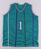 Muggsy Bogues Signed Hornets Jersey (Beckett Holo) Charlotte's 1987 1st Round Pk