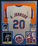 FRAMED HOWARD JOHNSON AUTOGRAPHED SIGNED N.Y. METS JERSEY JSA COA