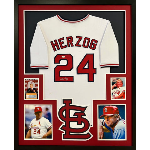 Whitey Herzog Autographed Signed Framed St. Louis Cardinals Jersey JSA