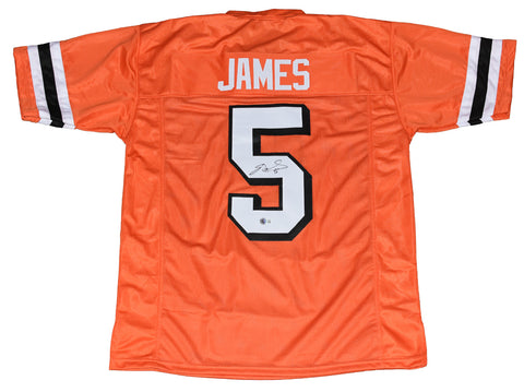 EDGERRIN JAMES AUTOGRAPHED SIGNED MIAMI HURRICANES #5 ORANGE JERSEY BECKETT