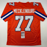 Autographed/Signed Karl Mecklenburg Denver Orange Football Jersey JSA COA