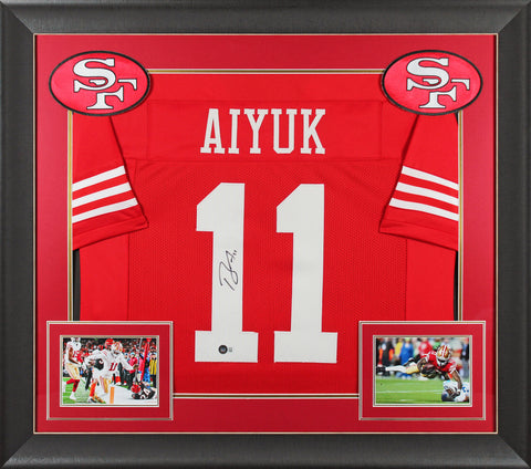 Brandon Aiyuk Authentic Signed Red Pro Style Framed Jersey BAS Witnessed 2