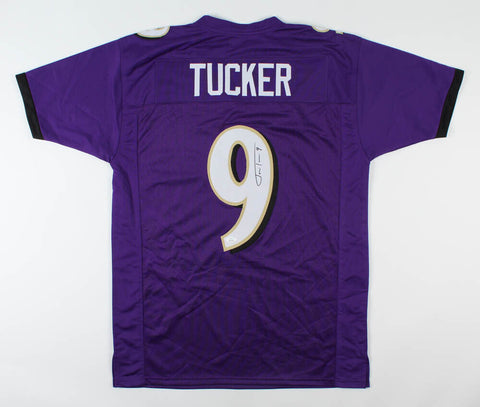 Justin Tucker Signed Baltimore Ravens Purple Home Jersey (JSA COA) 3xPro Bowl PK