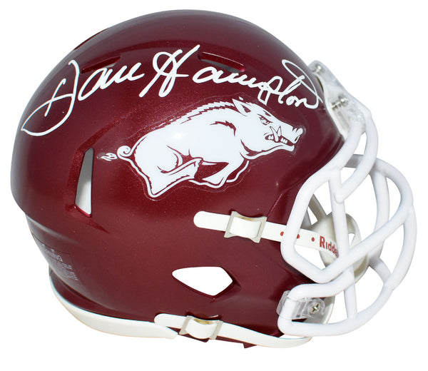 DAN HAMPTON SIGNED ARKANSAS RAZORBACKS SPEED MINI HELMET BECKETT