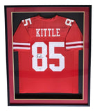 George Kittle Signed Framed Custom Red Pro Style Football Jersey BAS