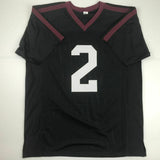 Autographed/Signed Johnny Manziel Texas A&M Black Football Jersey JSA COA Auto