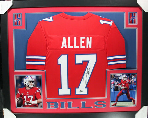 JOSH ALLEN (Bills red SKYLINE) Signed Autographed Framed Jersey Beckett