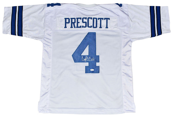 DAK PRESCOTT SIGNED AUTOGRAPHED DALLAS COWBOYS #4 WHITE JERSEY JSA