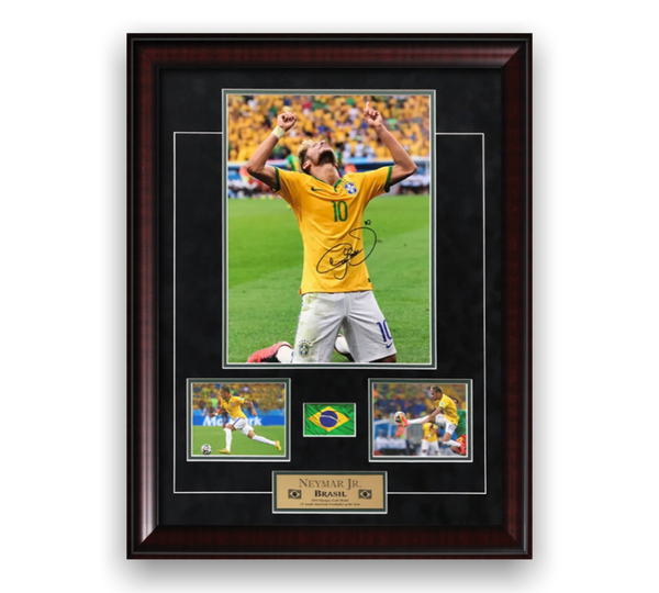 Neymar Jr. Signed Autographed Photo Custom Framed to 20x24 Brasil Icons